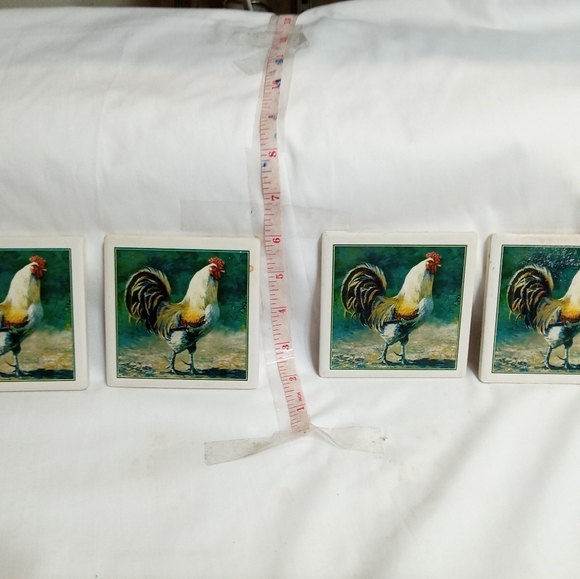 𝅺ROOSTER tile square coasters 3.75" x 3.75" - Picture 3 of 6